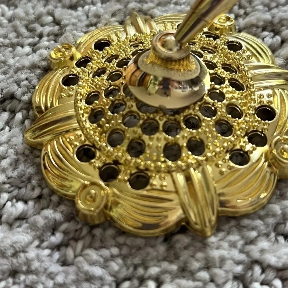 Gold Filigree Round Pen Holder Wedding Ceremony Funeral Guest Book - NO PEN